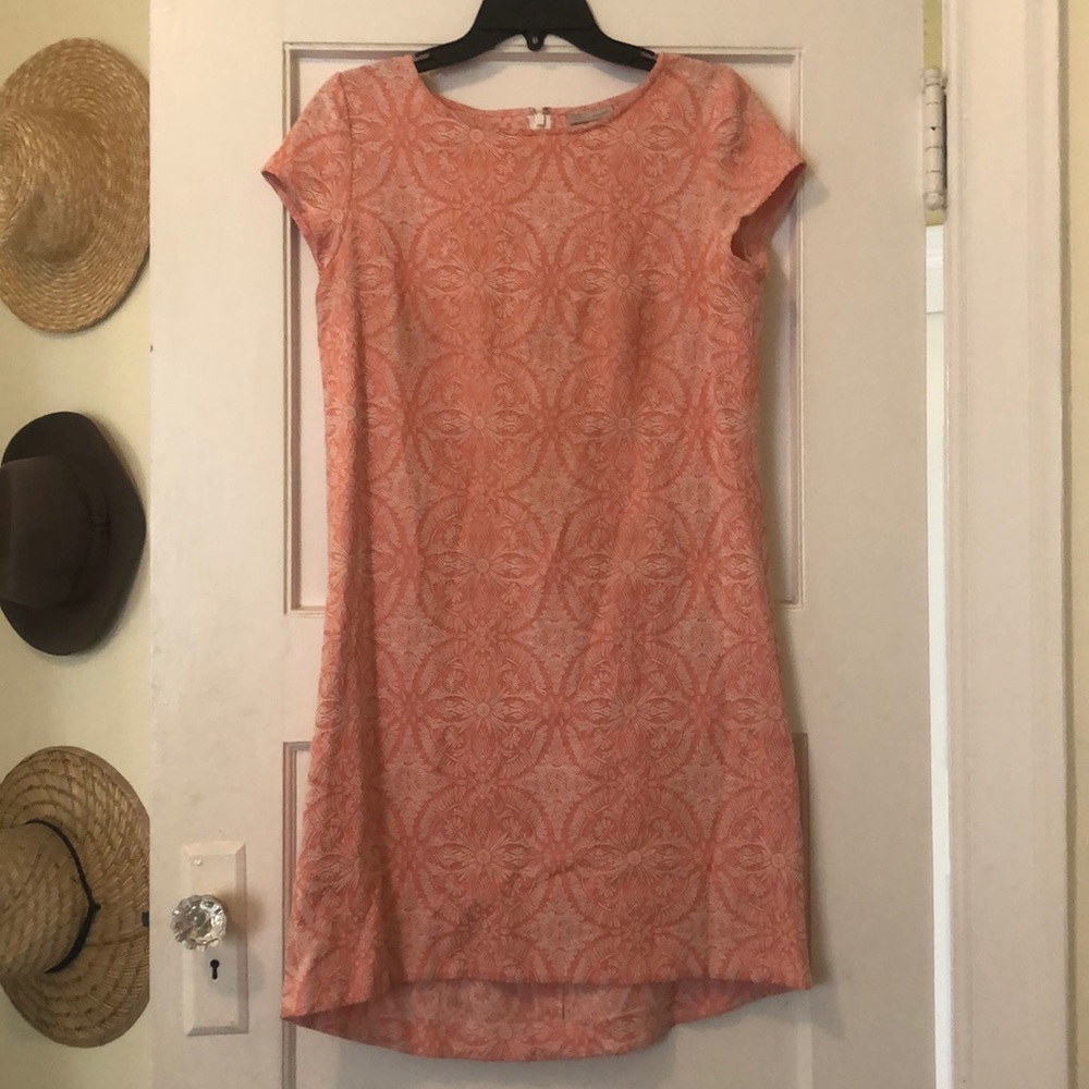 Coral and white dress